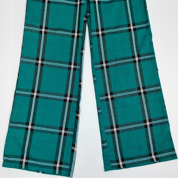 SOLD Collectif x Modcloth Giacinta Green Plaid Wide Leg Trousers High Rise - Picture 6 of 10